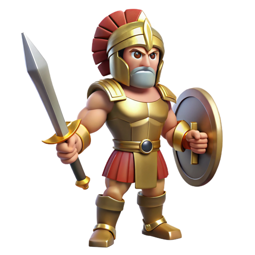 spectacular distinguished Ares, God of War, holding sword, NO BACKGROUND with Transparent Background. png