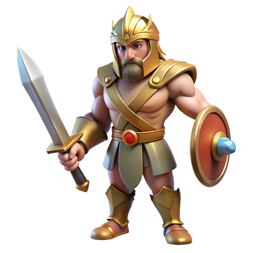 exceptional avant-garde Ares, God of War, holding sword, NO BACKGROUND with Transparent Background. masterfully captured png