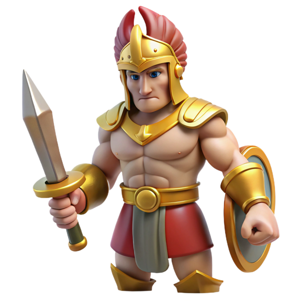 quintessential modern Ares, God of War, holding sword, NO BACKGROUND with Transparent Background. perfect clarity png
