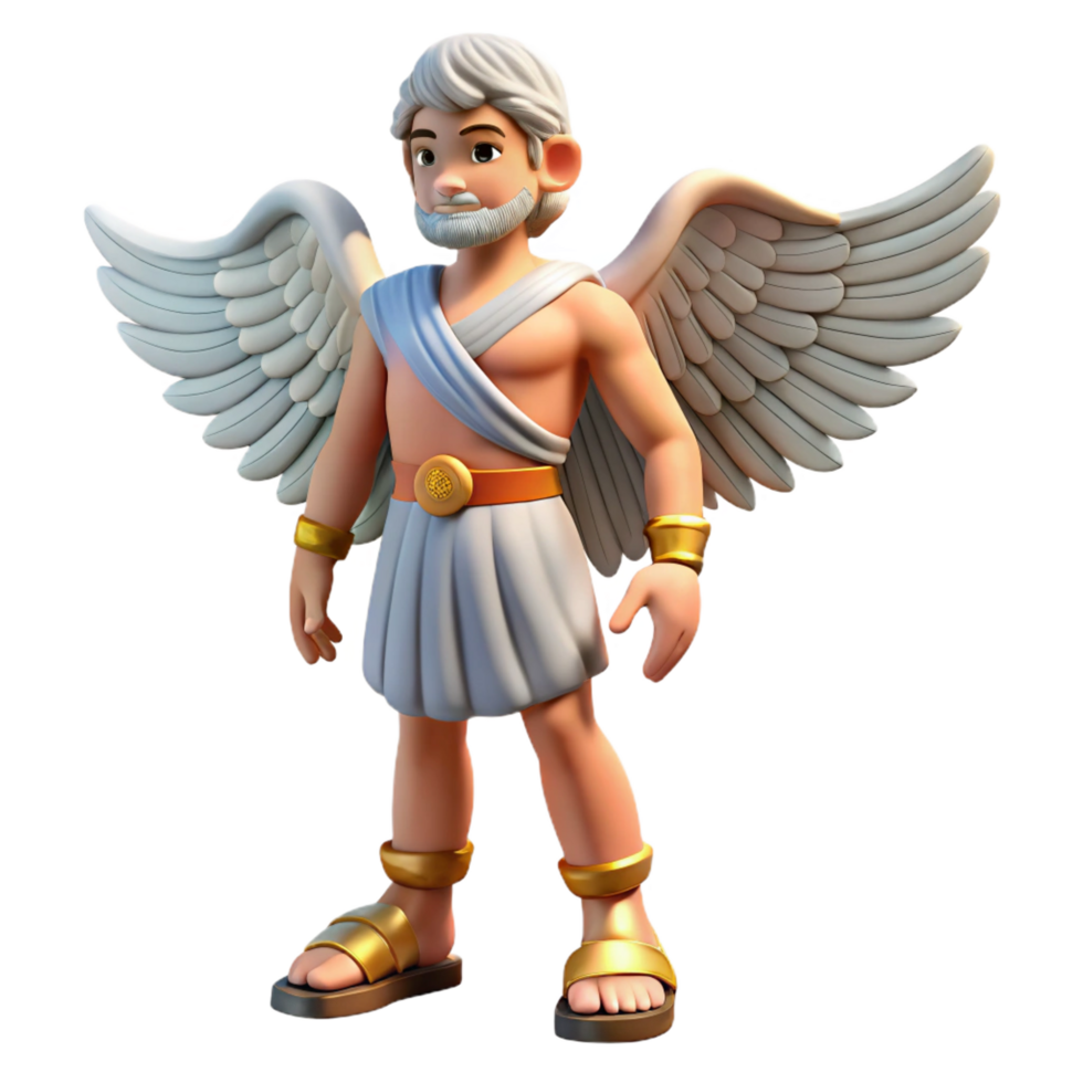 picturesque signature Hermes, Messenger God, wearing winged sandals, NO BACKGROUND with Transparent Background. png