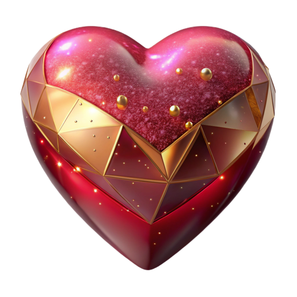 stunning artistic Ruby Red Heart Shape Transparent Background png