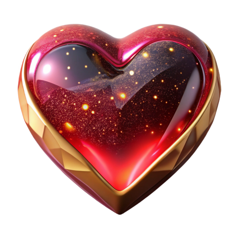 vibrant minimalist Ruby Red Heart Shape Transparent Background authentic png