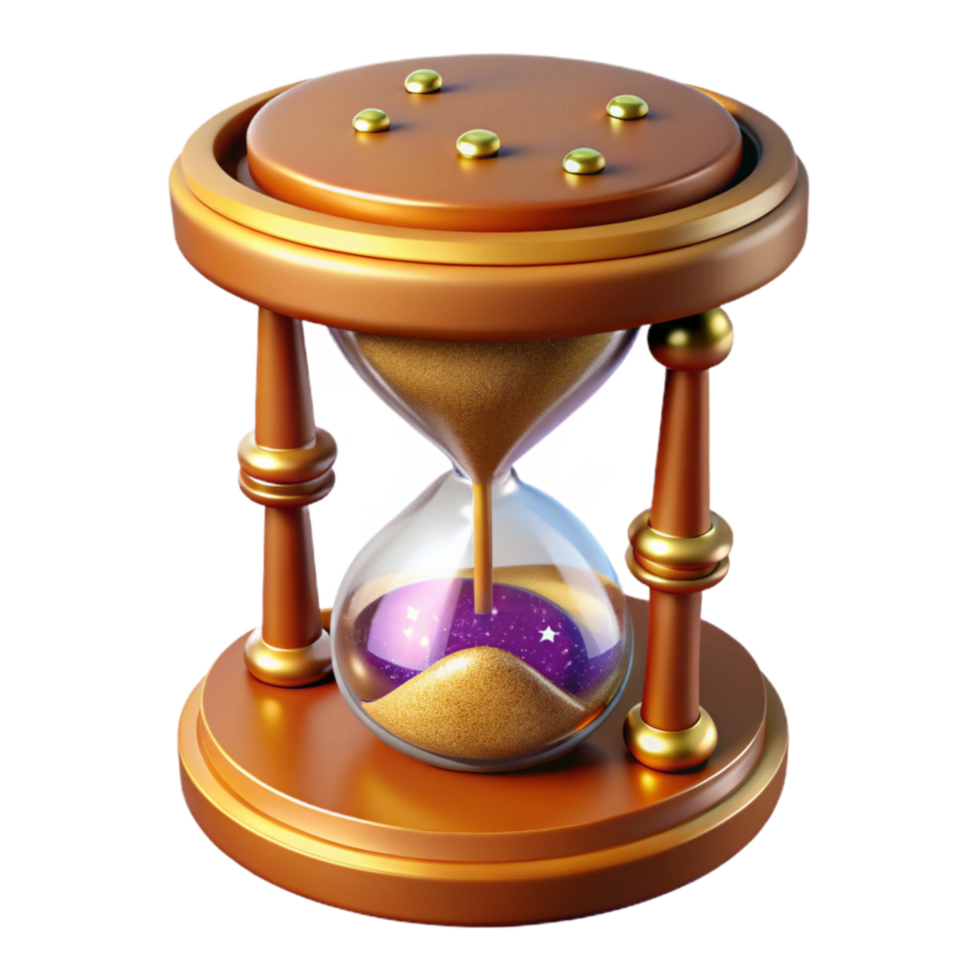 serene modern Sand Timer with Wooden Frame Isolated Element professional png