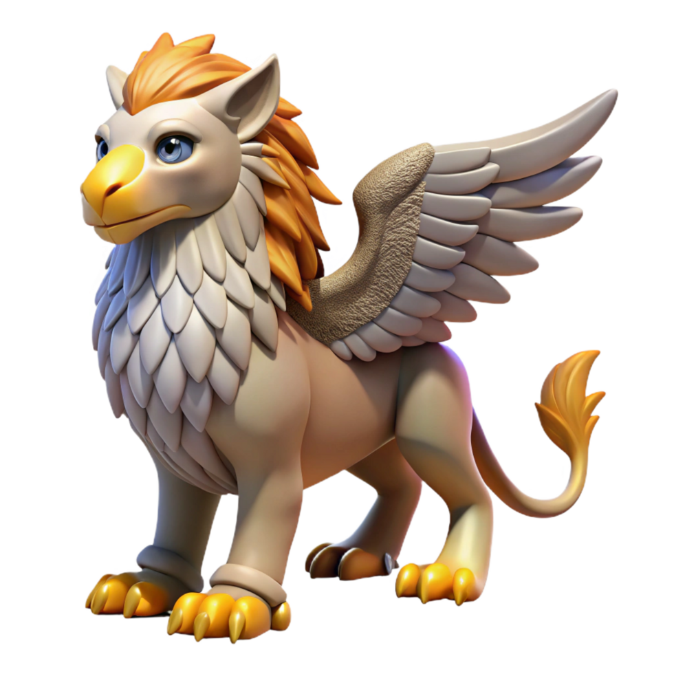 alluring vintage Griffin, mythical creature, eagle head and lion body, NO BACKGROUND with Transparent Background. 8K png