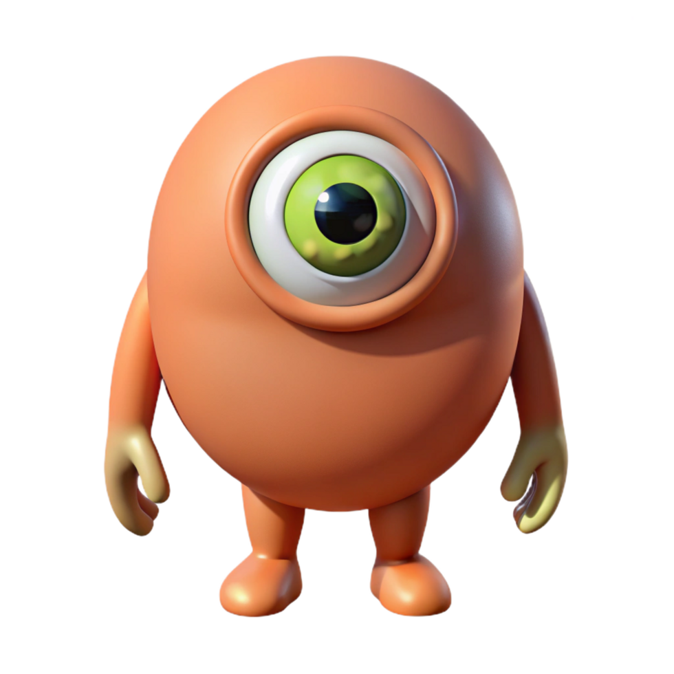 wonderful organic Cyclops, one-eyed giant, NO BACKGROUND with Transparent Background. refined png