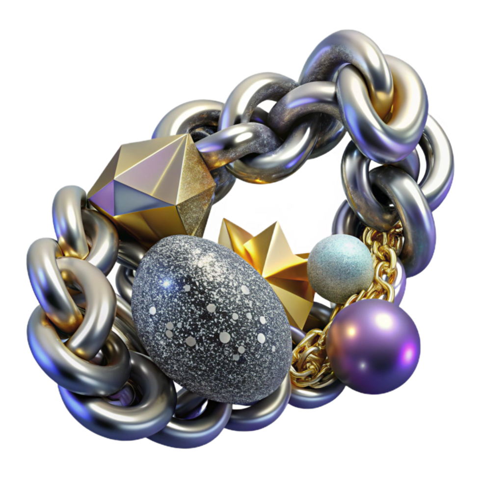 wonderful abstract Silver Bracelet Chain Design Close Up Cutout Element original png