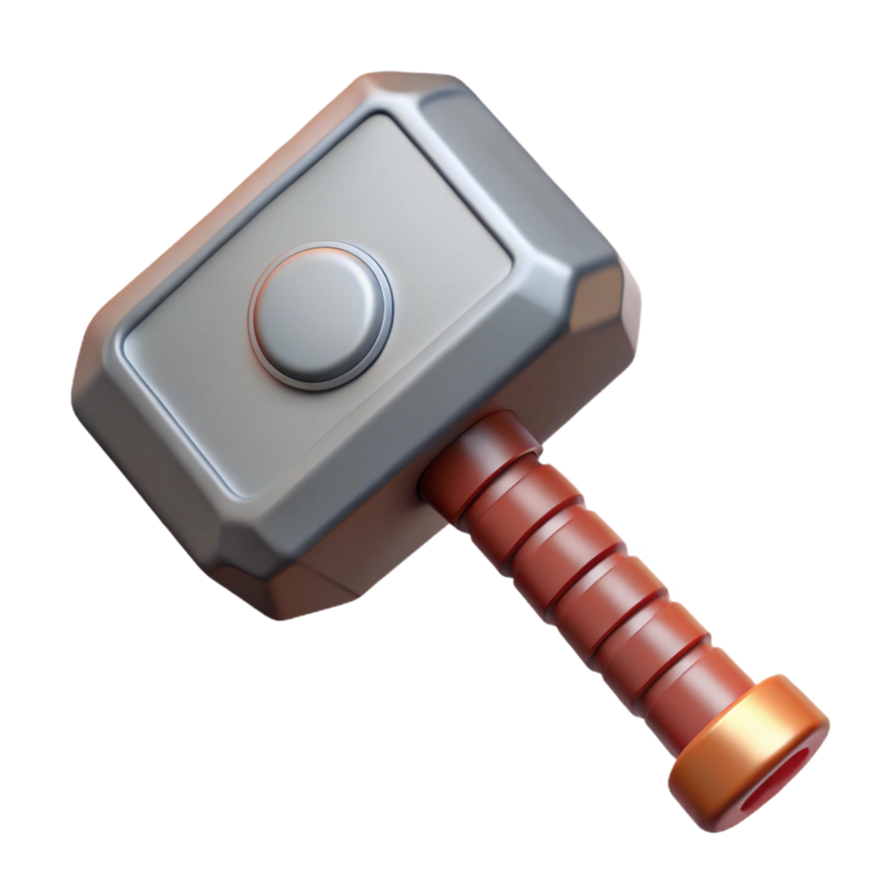 striking acclaimed Thor's Hammer, Mjolnir, Norse mythology, NO BACKGROUND with Transparent Background. png