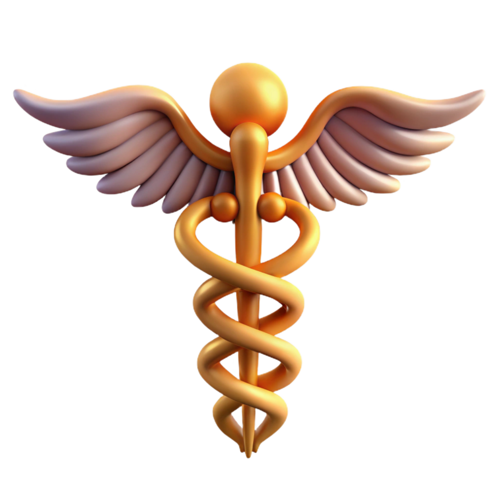breathtaking traditional Caduceus, Hermes' staff, medical symbol, NO BACKGROUND with Transparent Background. refined png