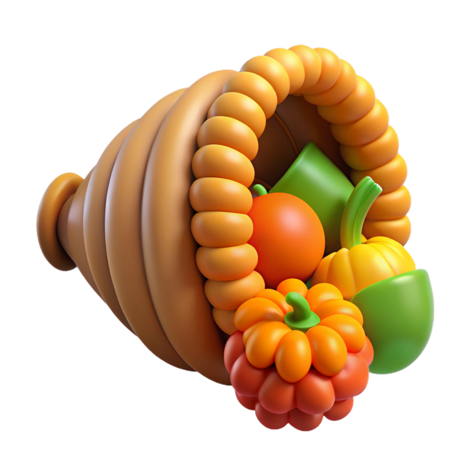 captivating distinguished Cornucopia, horn of plenty, abundance, NO BACKGROUND with Transparent Background. png
