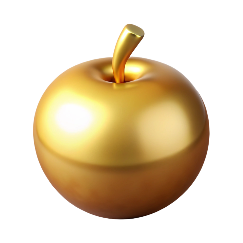 reflective mesmerizing Golden Apple of Discord, Trojan War, NO BACKGROUND with Transparent Background. precision png