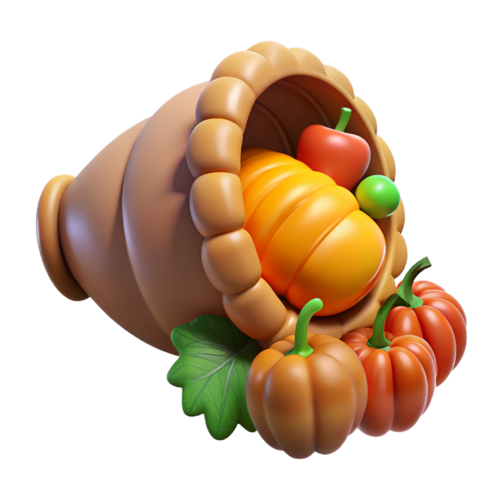 dramatic geometric Cornucopia, horn of plenty, abundance, NO BACKGROUND with Transparent Background. 4K png