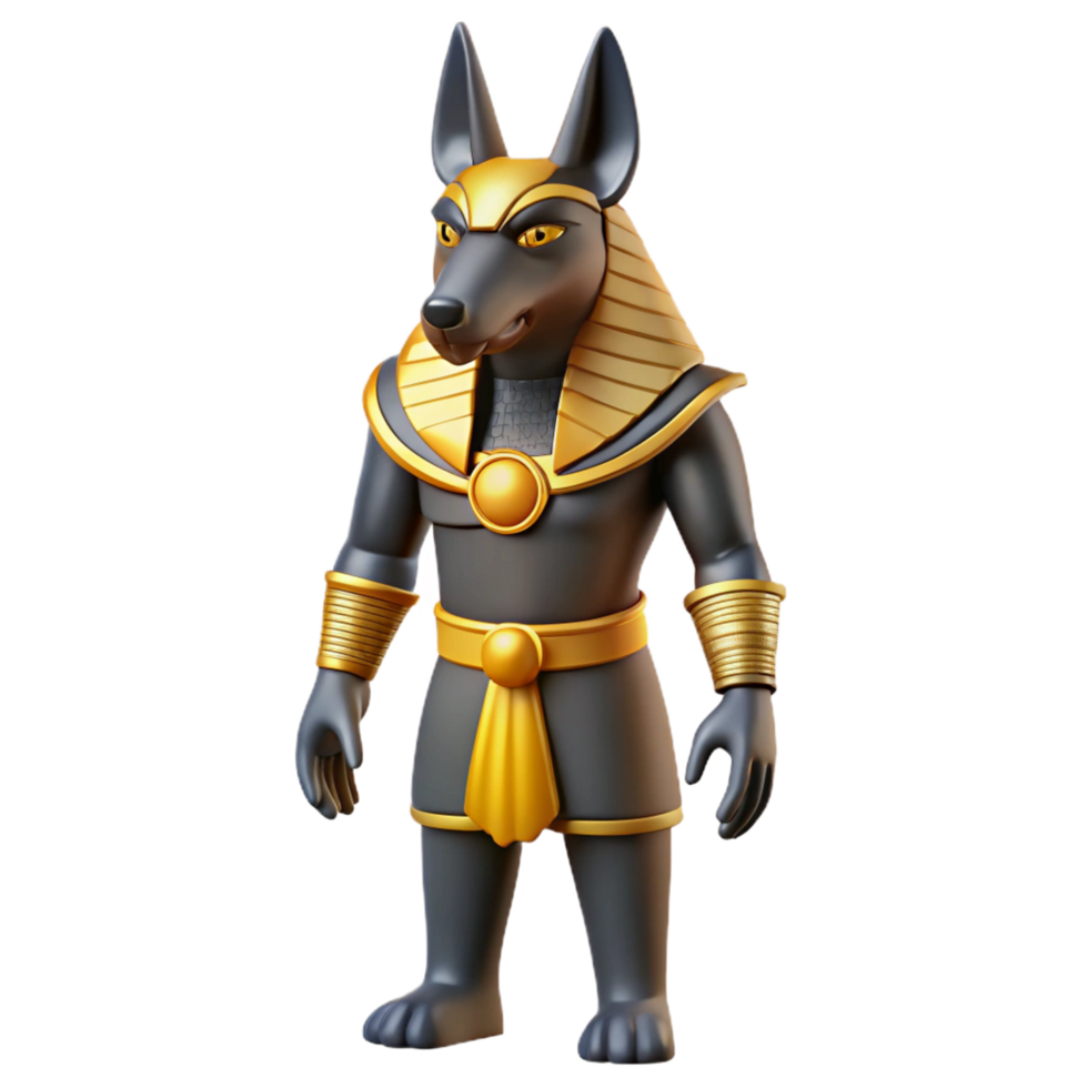 stunning creative Anubis, Egyptian god of the dead, jackal head, NO BACKGROUND with Transparent Background. impeccable png