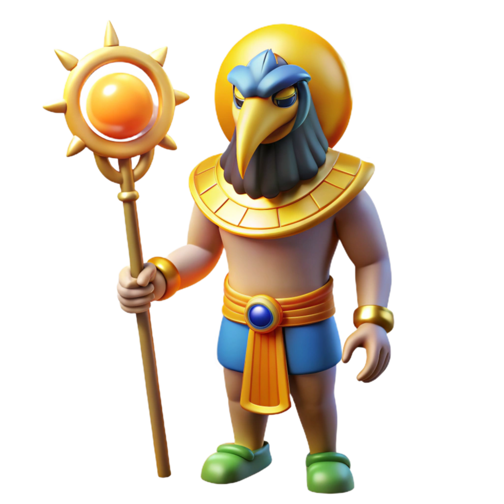 fascinating mysterious organic Ra, Egyptian sun god, falcon head, NO BACKGROUND with Transparent Background. elite png