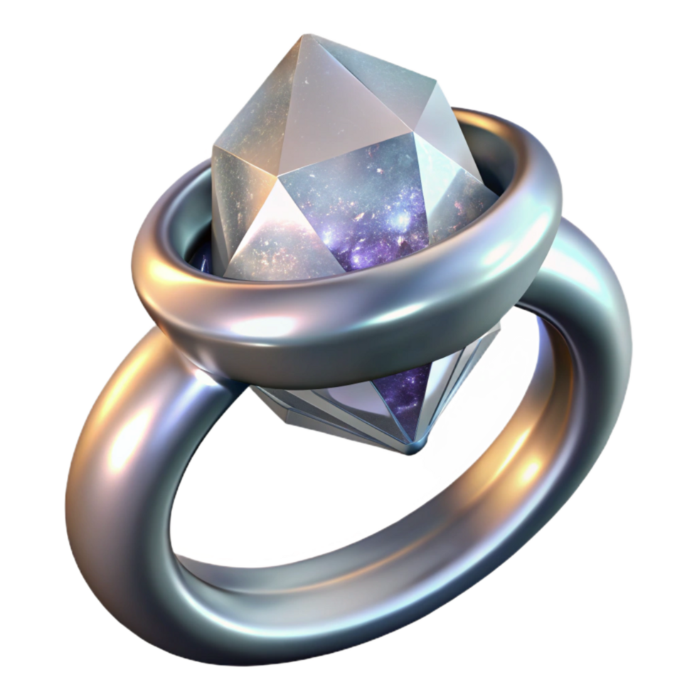 serene classic Silver Ring with Diamond Close Up Transparent authentic png