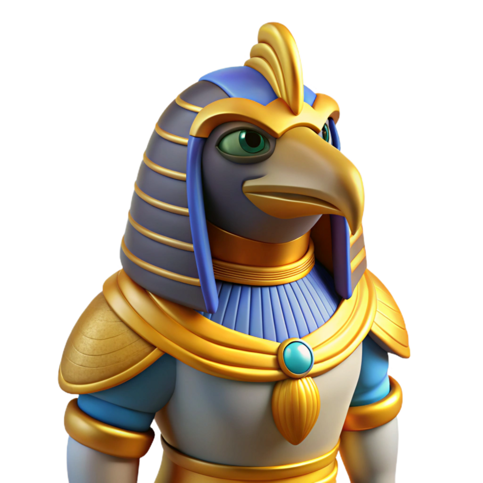 melancholic pristine Horus, Egyptian god of the sky, falcon head, NO BACKGROUND with Transparent Background. impeccable png