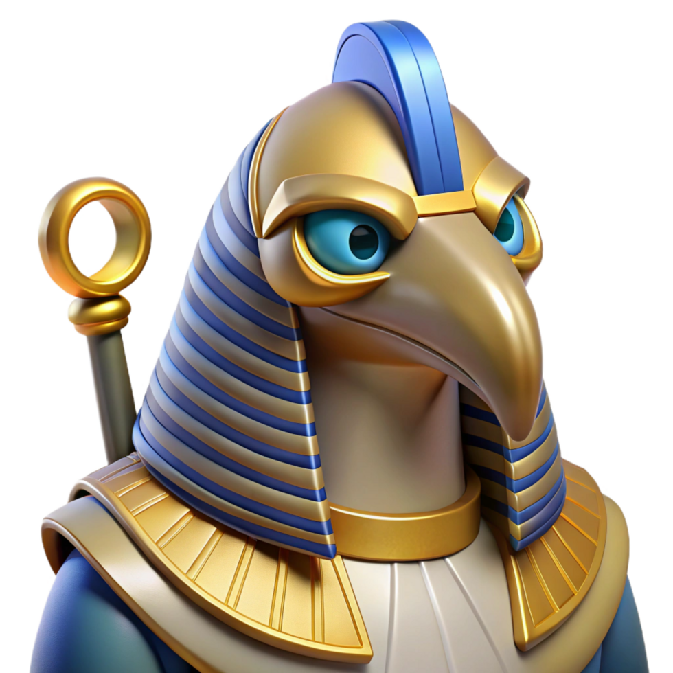 exemplary coastal Horus, Egyptian god of the sky, falcon head, NO BACKGROUND with Transparent Background. handcrafted png