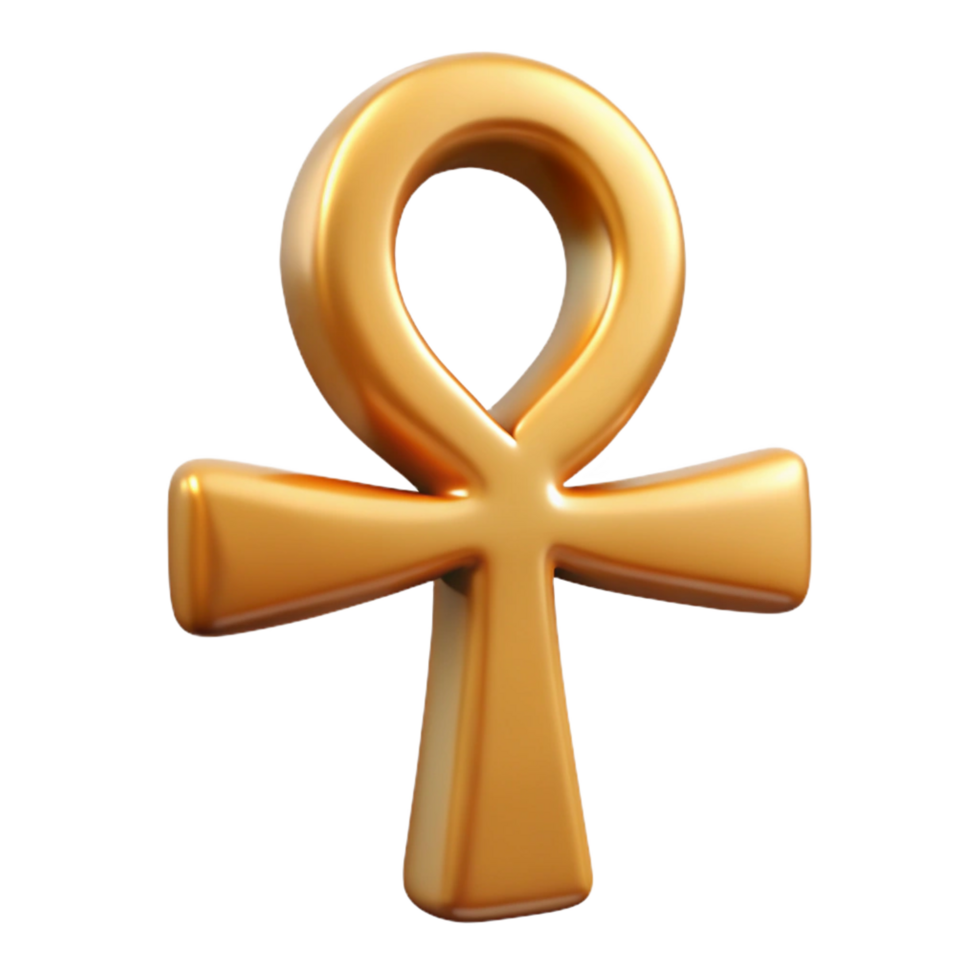 inspired baroque Ankh, Egyptian symbol of life, NO BACKGROUND with Transparent Background. refined png