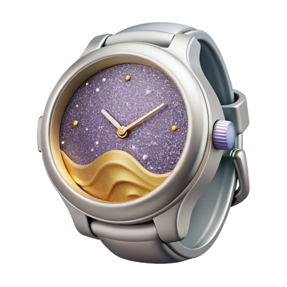 serene artistic Silver Watch Face Close Up Isolated authentic png
