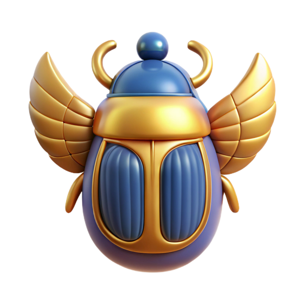 magnificent coastal Scarab beetle, Egyptian amulet, NO BACKGROUND with Transparent Background. crisp png