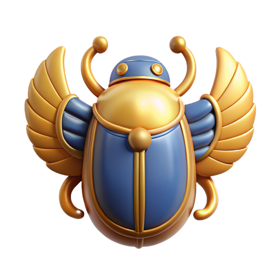 quintessential retro Scarab beetle, Egyptian amulet, NO BACKGROUND with Transparent Background. 8K png