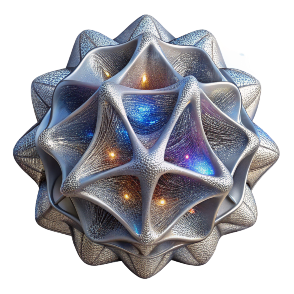 stunning modern Silver Wire Mesh Fractal Element Transparent Background high quality png