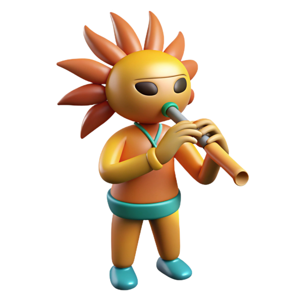 striking dramatic nordic Kokopelli, Native American flute player, fertility symbol, NO BACKGROUND with Transparent Background. 4K png