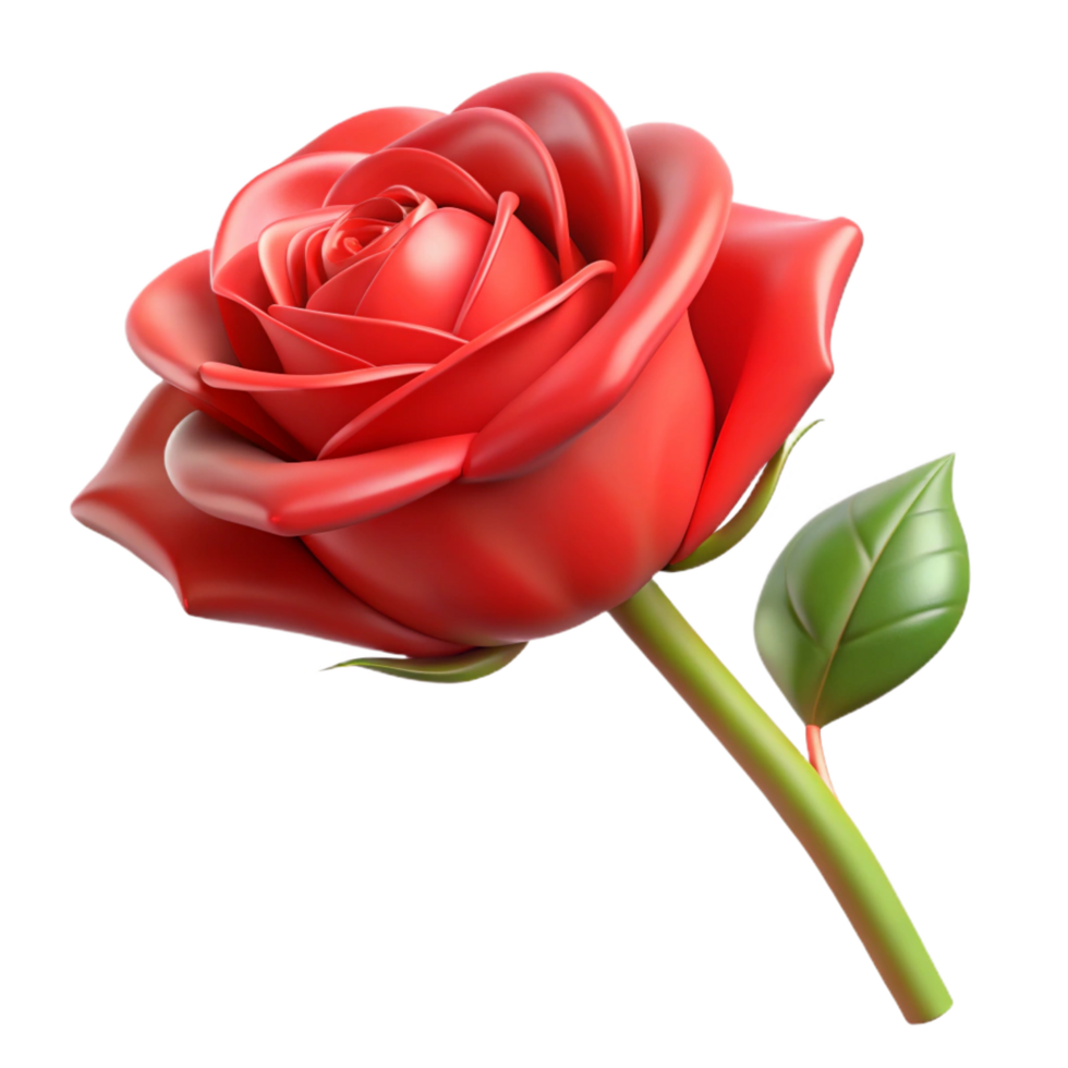 sumptuous whimsical gothic A single, perfect red rose with thorns, enchanted. NO BACKGROUND with Transparent Background. expertly shot png