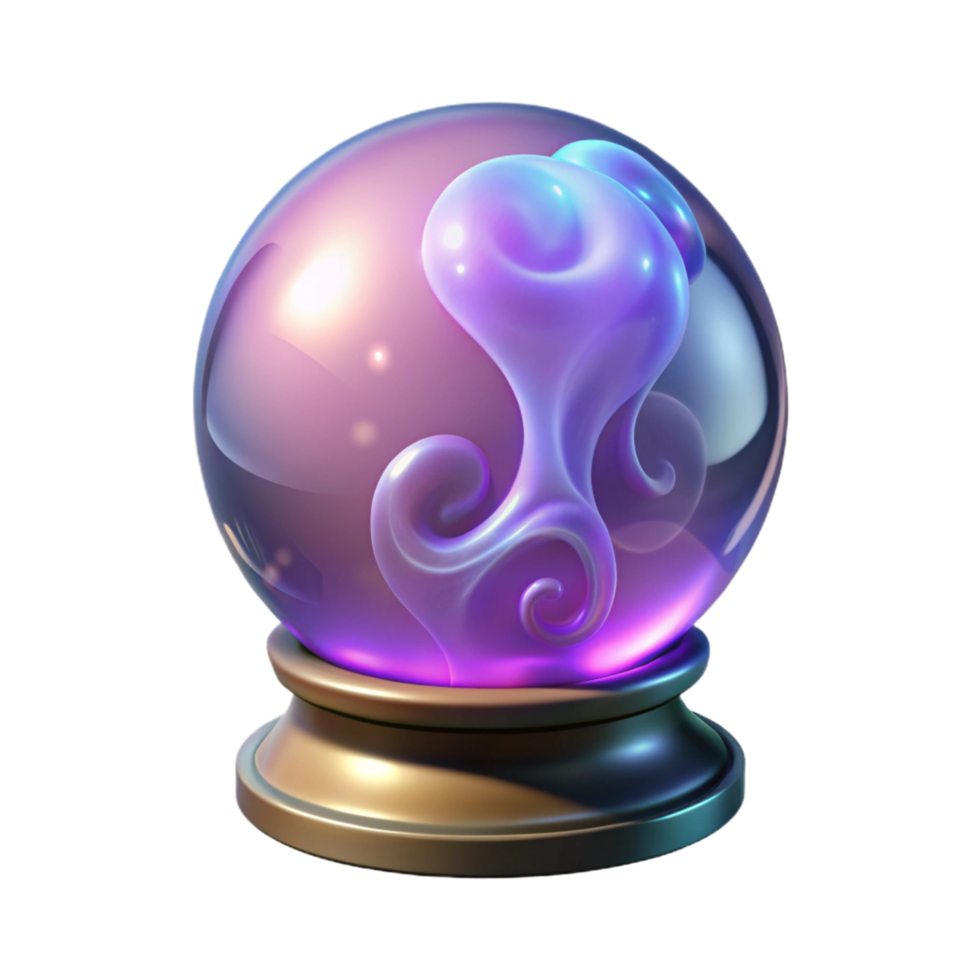 picturesque dreamy impressionist A single, glowing crystal ball filled with swirling smoke. NO BACKGROUND with Transparent Background. impeccable png