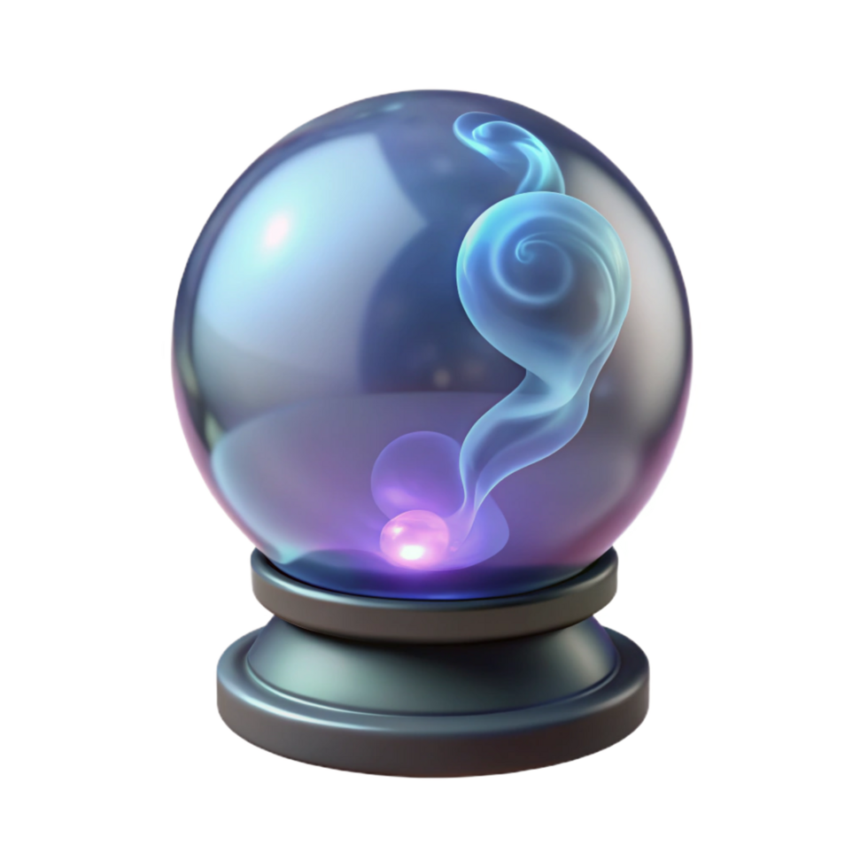 captivating notable A single, glowing crystal ball filled with swirling smoke. NO BACKGROUND with Transparent Background. png