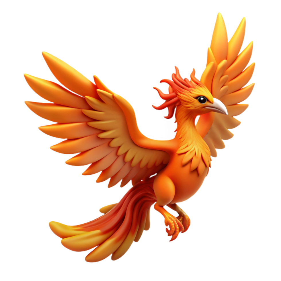 splendid urban A majestic phoenix with fiery wings, mid-flight. NO BACKGROUND with Transparent Background. flawless png