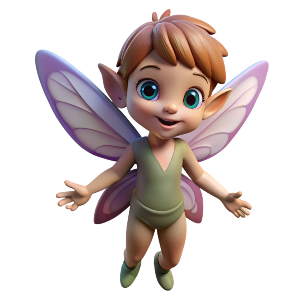 vibrant standout A mischievous pixie with shimmering wings and playful expression. NO BACKGROUND with Transparent Background. png
