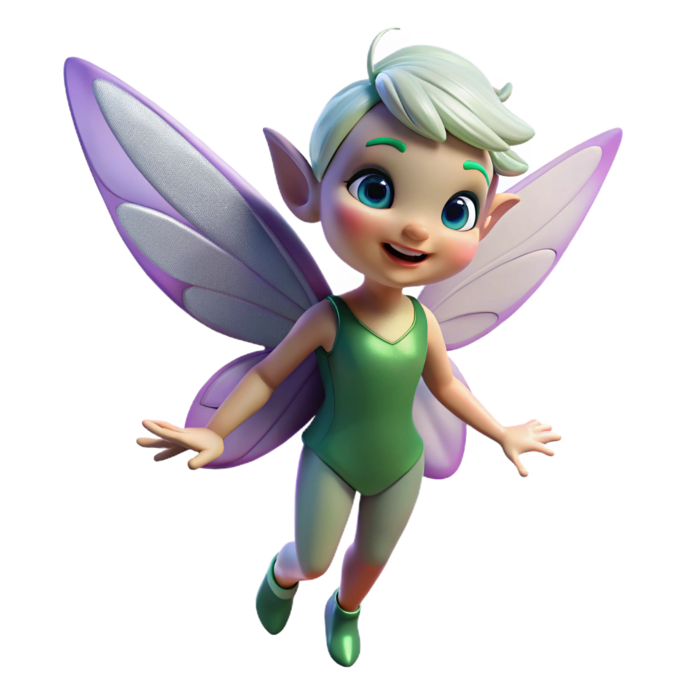 mysterious extraordinary A mischievous pixie with shimmering wings and playful expression. NO BACKGROUND with Transparent Background. masterfully captured png