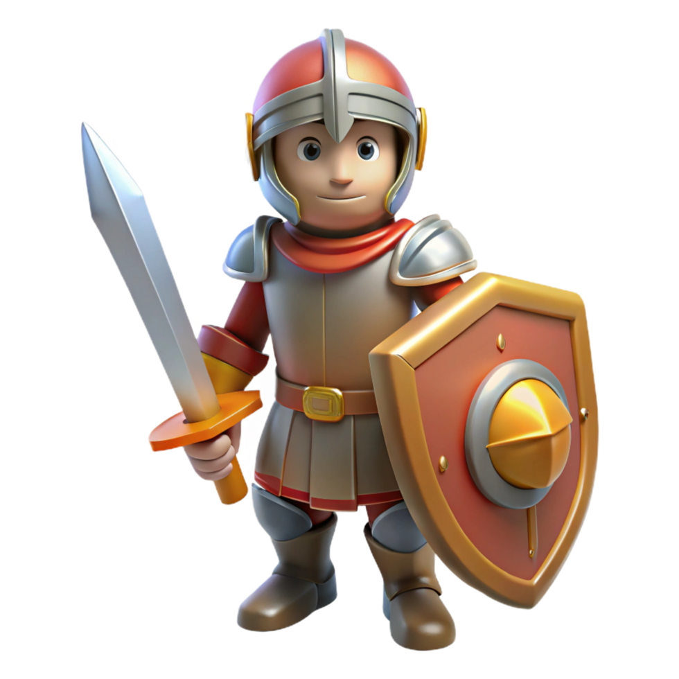 extraordinary timeless A brave knight in shining armor with a sword and shield. NO BACKGROUND with Transparent Background. png