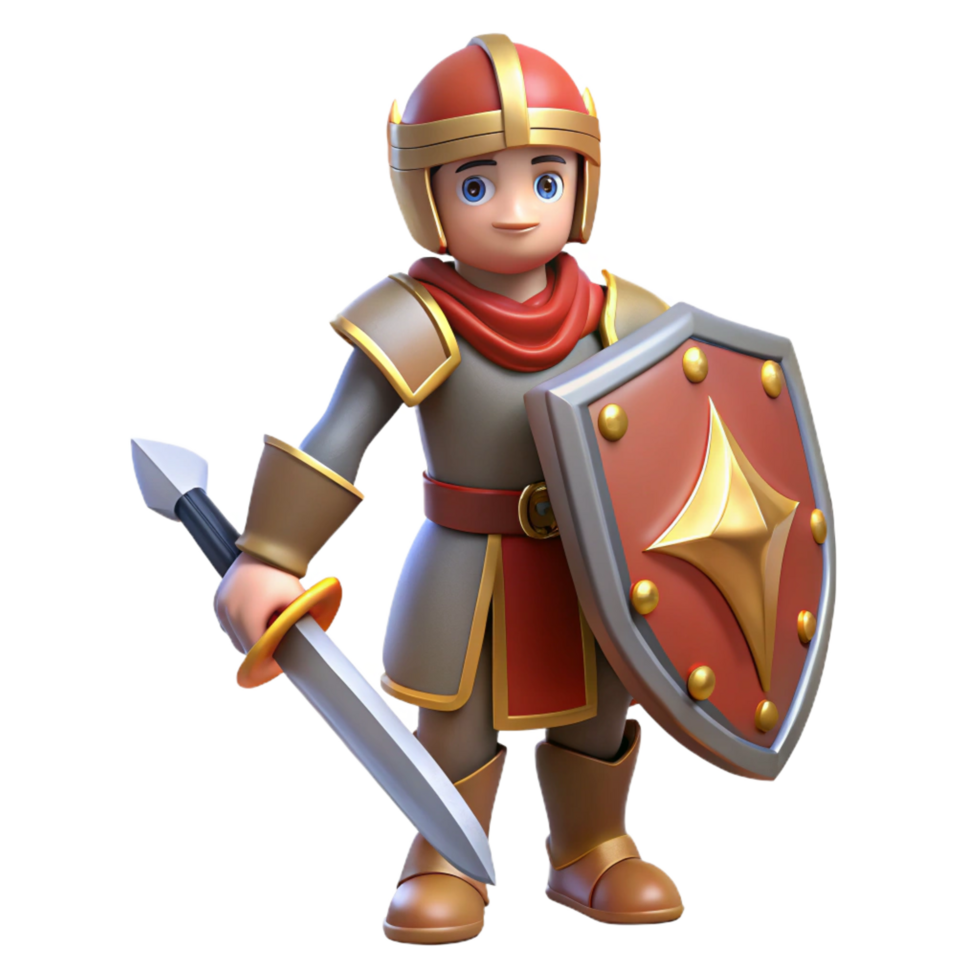 immaculate tranquil renaissance A brave knight in shining armor with a sword and shield. NO BACKGROUND with Transparent Background. top-tier png