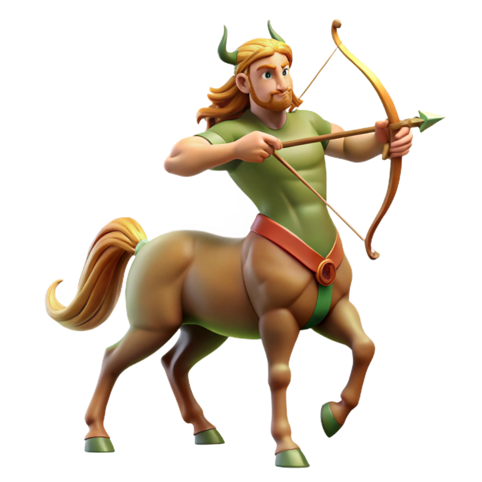 remarkable contemporary A majestic centaur with a bow and arrow, ready to fire. NO BACKGROUND with Transparent Background. 8K png