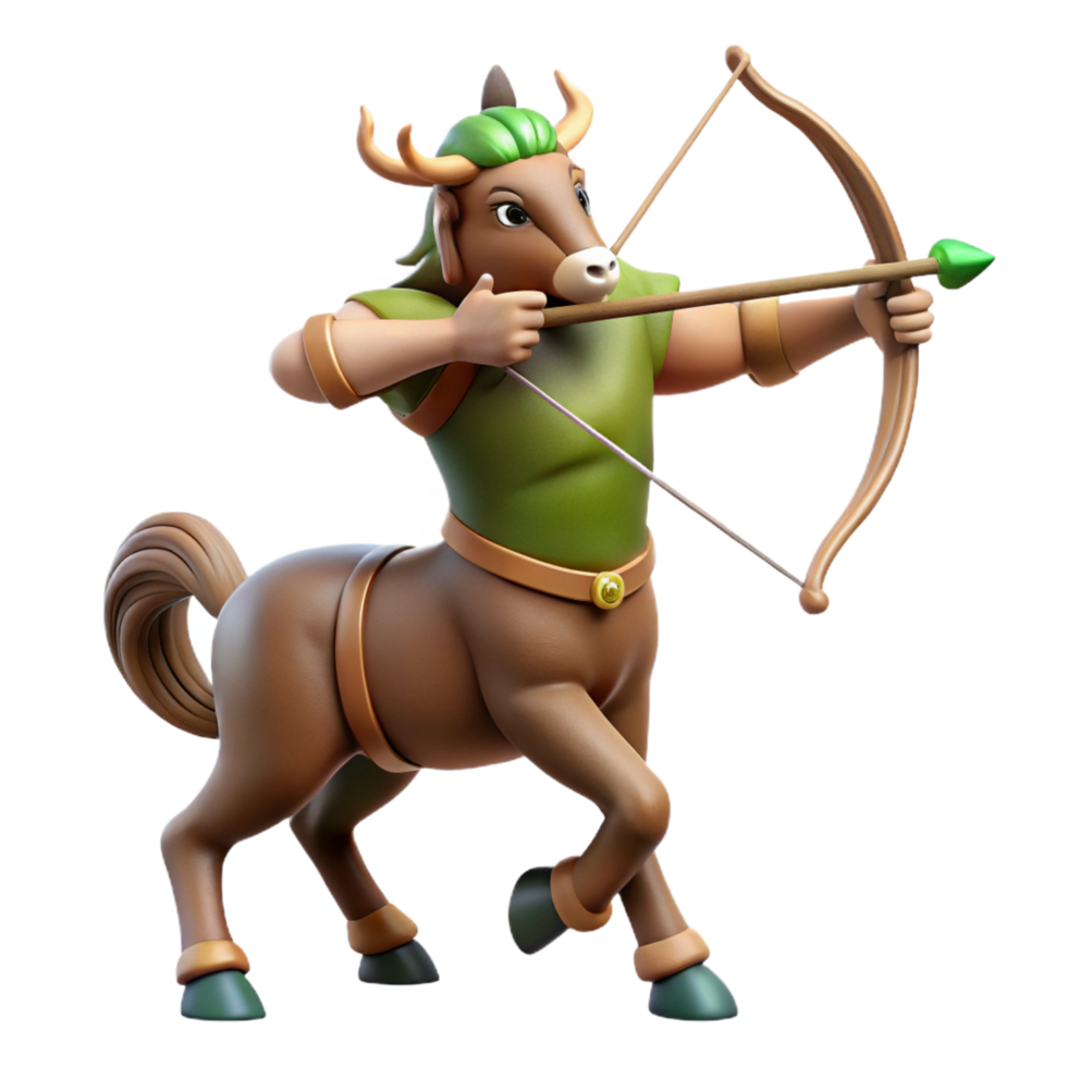 beautiful artistic A majestic centaur with a bow and arrow, ready to fire. NO BACKGROUND with Transparent Background. refined png