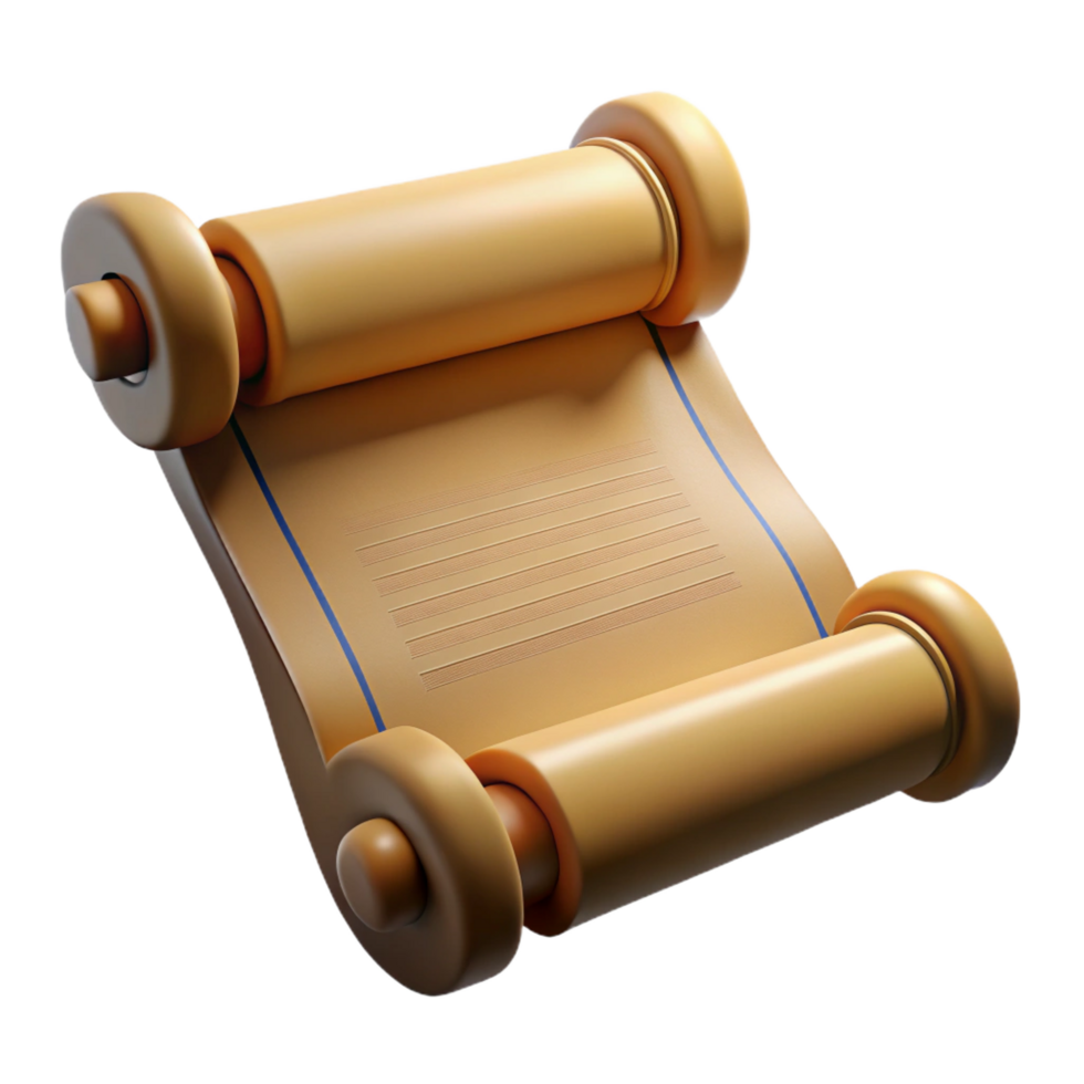 extraordinary renaissance A single, ancient scroll with cryptic writing. NO BACKGROUND with Transparent Background. premium png