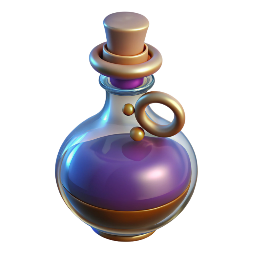 mesmerizing exemplary A single, ornate potion bottle filled with a swirling liquid. NO BACKGROUND with Transparent Background. png