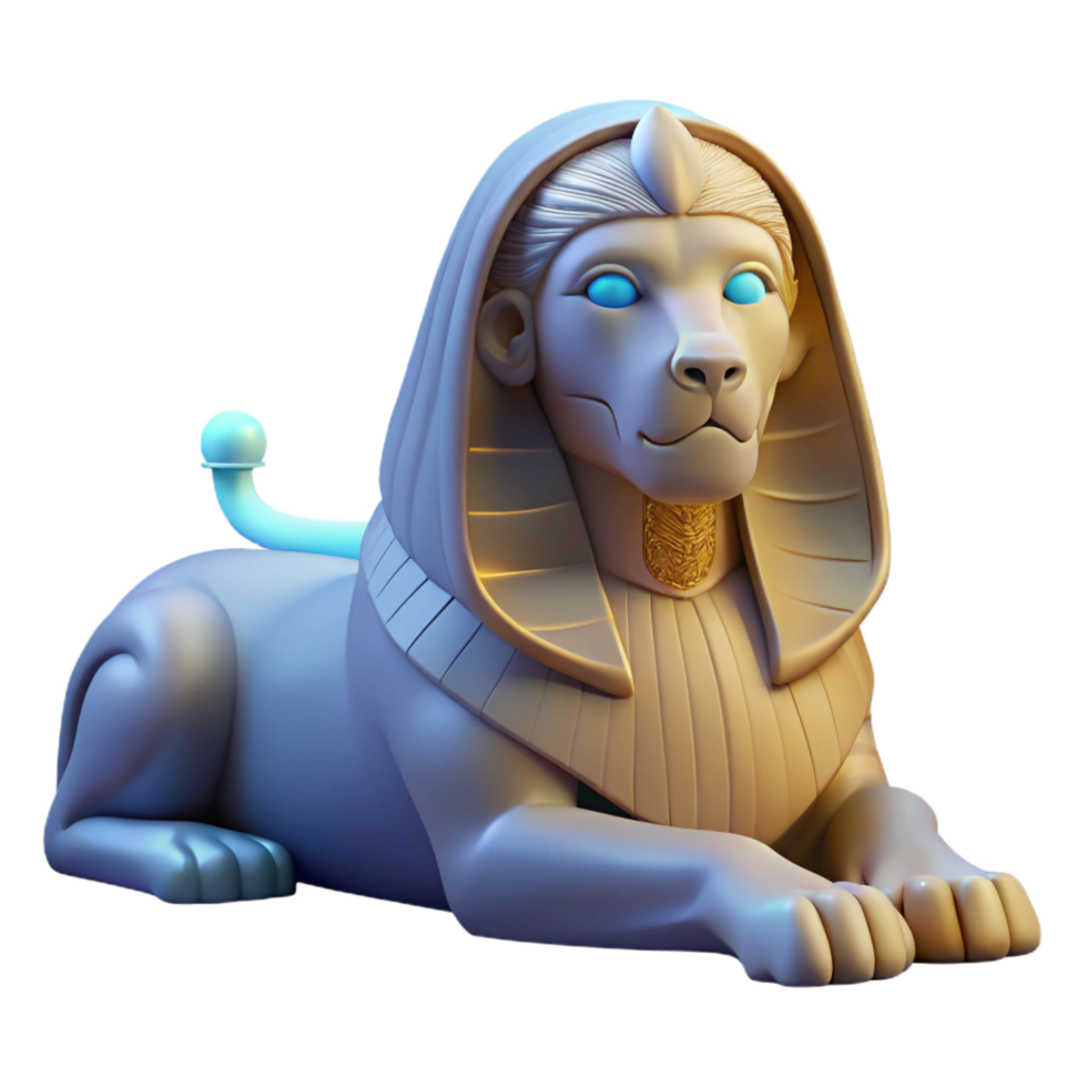 captivating quintessential A mysterious sphinx with the body of a lion and the head of a human. NO BACKGROUND with Transparent Background. png