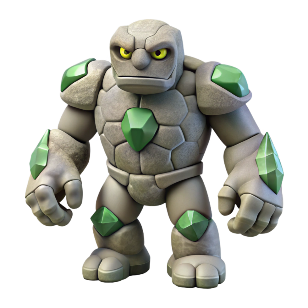 alluring acclaimed A powerful golem made of stone. NO BACKGROUND with Transparent Background. png