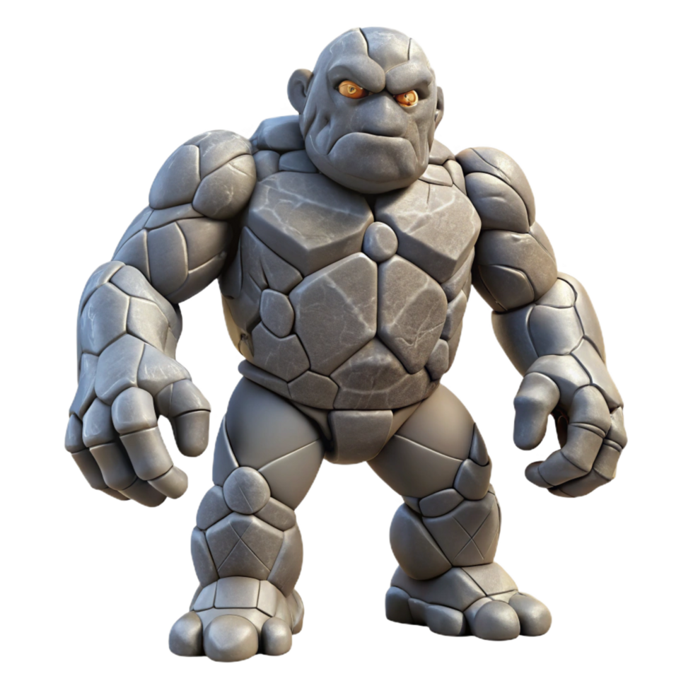 passionate fascinating A powerful golem made of stone. NO BACKGROUND with Transparent Background. sharp png