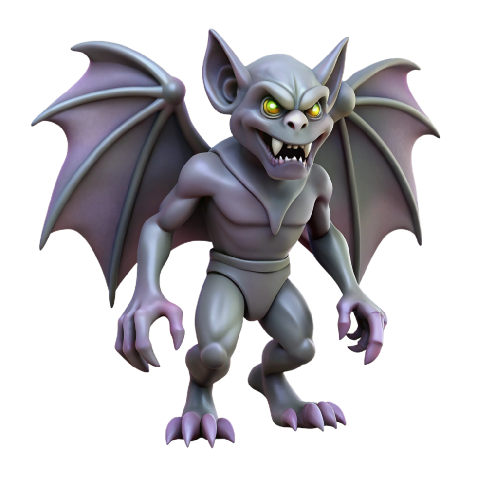 reflective extraordinary A creepy gargoyle with wings and a menacing expression. NO BACKGROUND with Transparent Background. crisp png