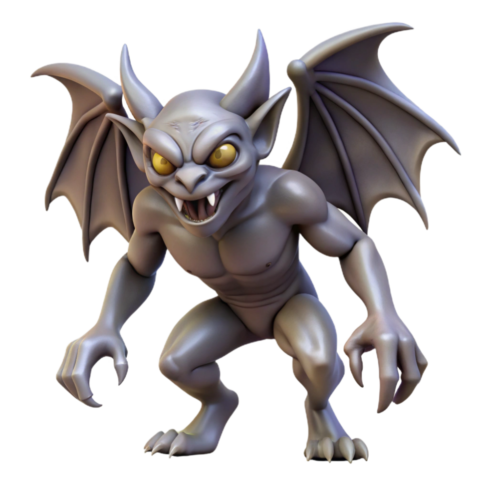 joyful breathtaking A creepy gargoyle with wings and a menacing expression. NO BACKGROUND with Transparent Background. precision png