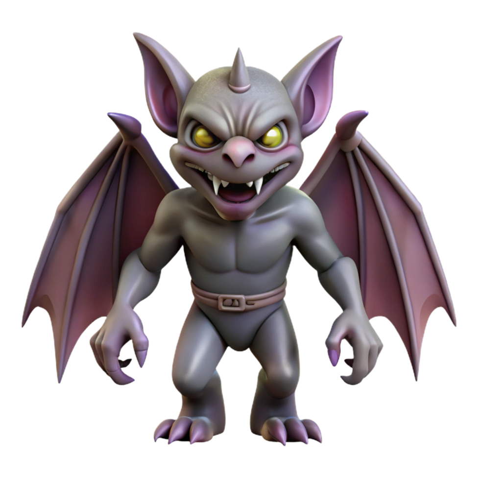 mesmerizing industrial A creepy gargoyle with wings and a menacing expression. NO BACKGROUND with Transparent Background. masterfully captured png