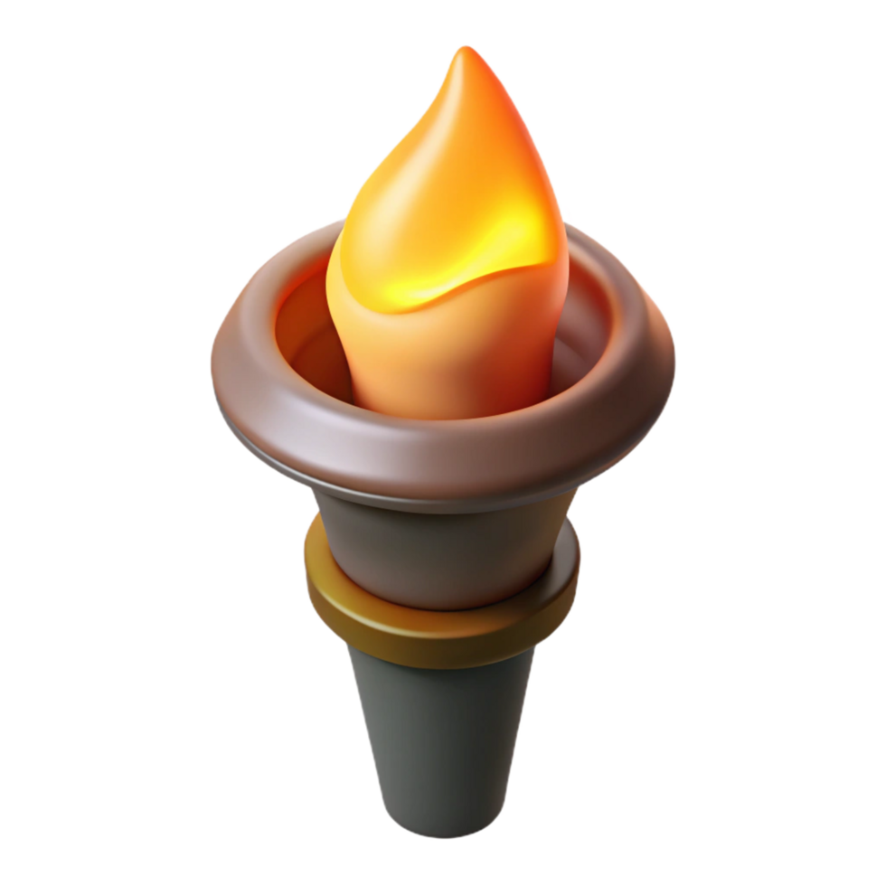 immaculate distinctive A single, burning torch casting a warm glow. NO BACKGROUND with Transparent Background. png
