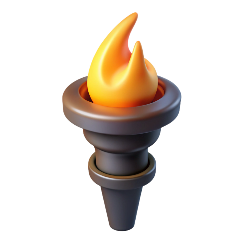 nostalgic captivating A single, burning torch casting a warm glow. NO BACKGROUND with Transparent Background. perfect clarity png