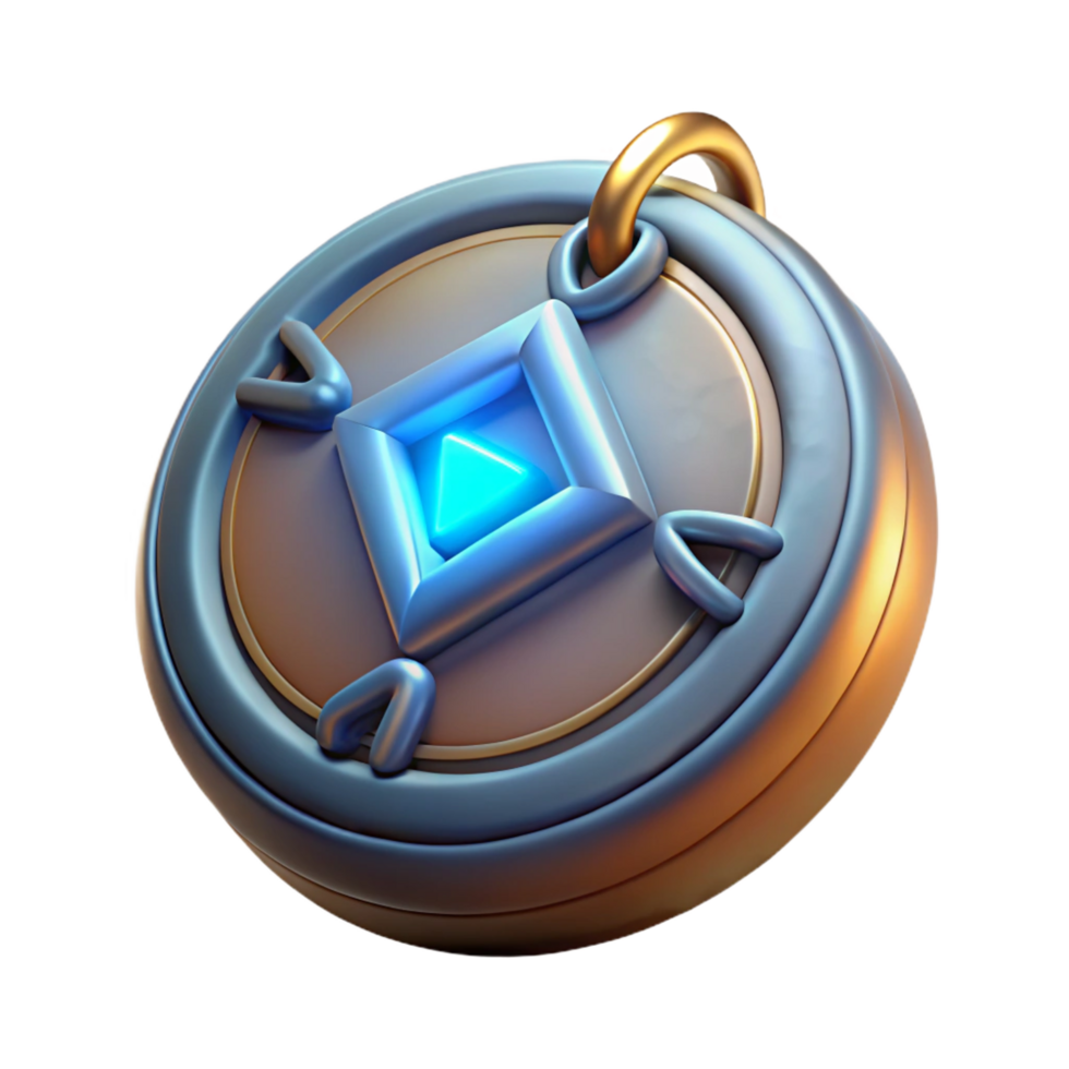 breathtaking remarkable A single, magical amulet with glowing runes. NO BACKGROUND with Transparent Background. png