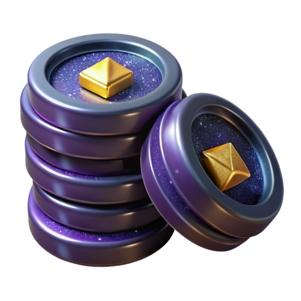 serene rustic Stack of Coins Side View Transparent high resolution png