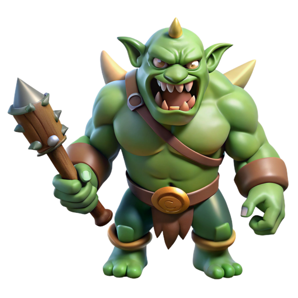 unforgettable urban A fierce ogre with a large club and a menacing growl. NO BACKGROUND with Transparent Background. gallery standard png