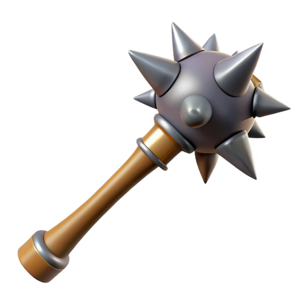 exquisite exceptional A fierce warhammer with spikes and a long handle. NO BACKGROUND with Transparent Background. png